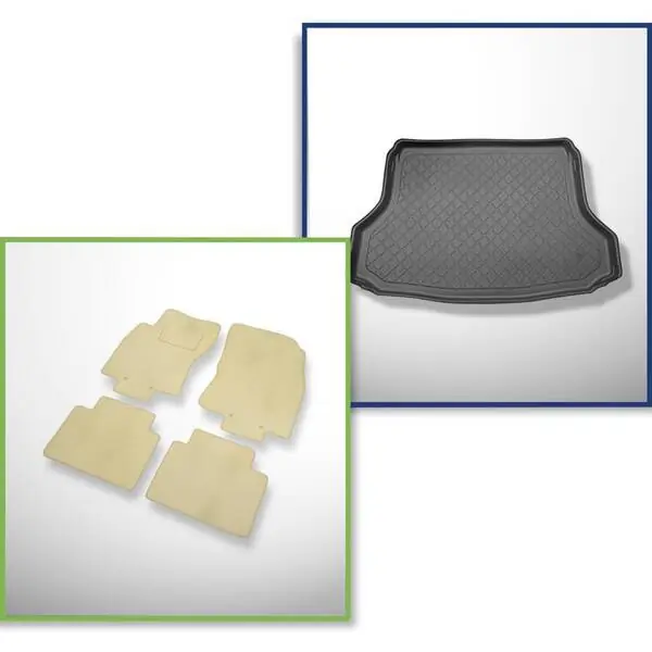 Zestaw: dywaniki welurowe + mata do bagażnika do Nissan X-Trail III T32 (08.2014-08.2017) - 5 miejsc; górny bagażnik (na ruchomą podłogę) Szybka dostawa