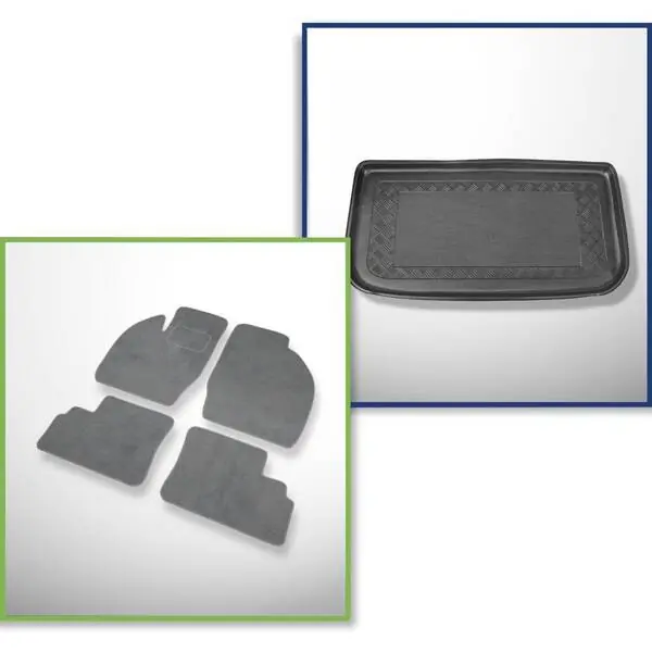 Zestaw: dywaniki welurowe + mata do bagażnika do Opel Agila A (2000-12.2007) Oryginalny