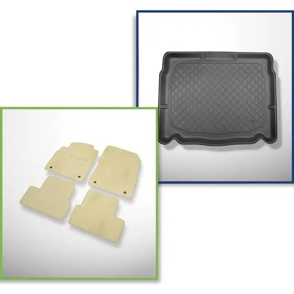 Zestaw: dywaniki welurowe + mata do bagażnika do Opel Astra J (10.2009-10.2015) - dolny bagażnik Zwrot pieniędzy