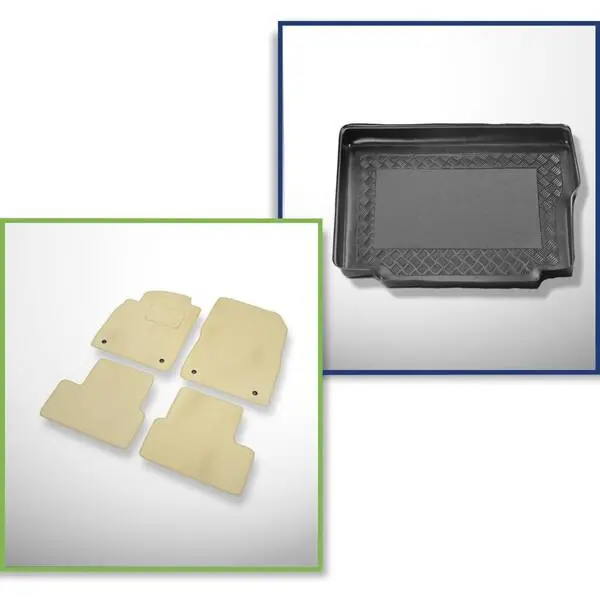 Zestaw: dywaniki welurowe + mata do bagażnika do Opel Astra J (09.2009-12.2014) - z dodatkową wkładką (organizer) w bagażniku; najczęściej Cosmo Ekspresowa dostawa