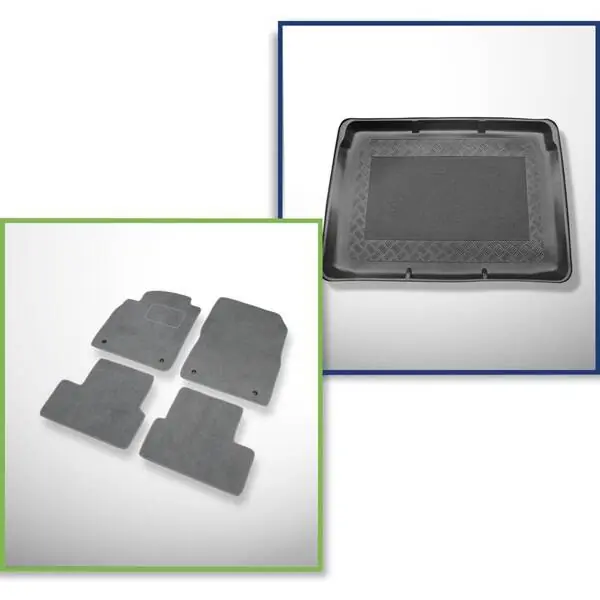 Zestaw: dywaniki welurowe + mata do bagażnika do Opel Astra J GTC (10.2011-04.2018) - górny bagażnik Promocja