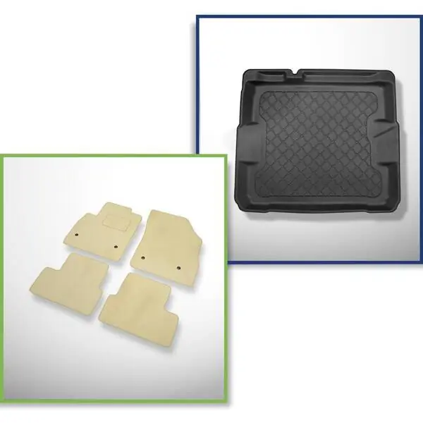 Bezpieczna płatność Zestaw: dywaniki welurowe + mata do bagażnika do Opel Astra K (11.2015-12.2021) - dolny bagażnik; bez koła zapasowego