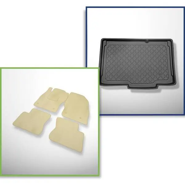 Promocja Zestaw: dywaniki welurowe + mata do bagażnika do Opel Corsa E (12.2014-05.2019) - dolny bagażnik