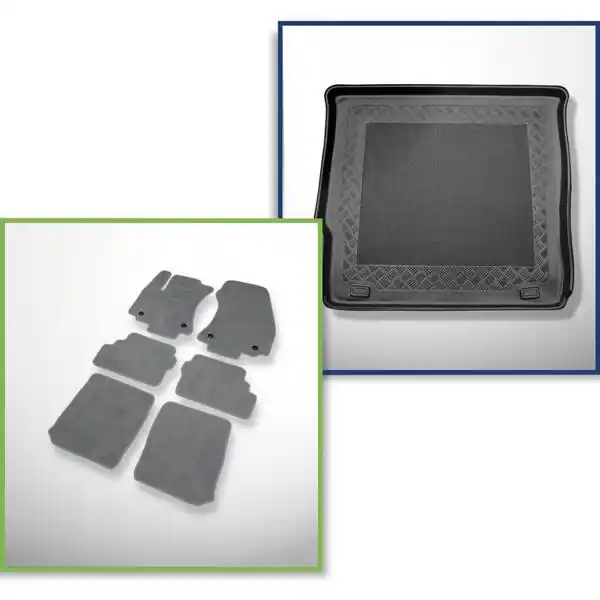 Zestaw: dywaniki welurowe + mata do bagażnika do Opel Zafira A (1999-04.2005) - 5/7 miejsc; trzeci rząd opuszczony Zwrot pieniędzy