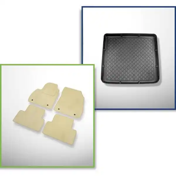 Szybka dostawa Zestaw: dywaniki welurowe + mata do bagażnika do Opel Zafira C (01.2012-07.2019) - 5/7 miejsc; trzeci rząd opuszczony