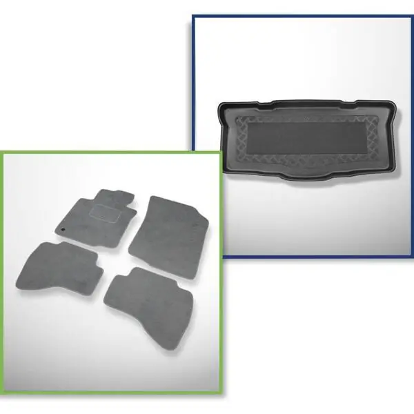 Najlepsza cena Zestaw: dywaniki welurowe + mata do bagażnika do Peugeot 107 I (2005-2013)