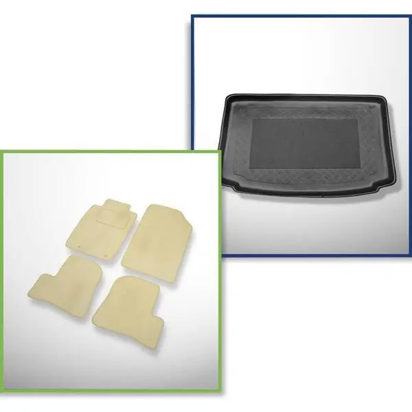 Zestaw: dywaniki welurowe + mata do bagażnika do Peugeot 206 I (1998-2010) Nowość