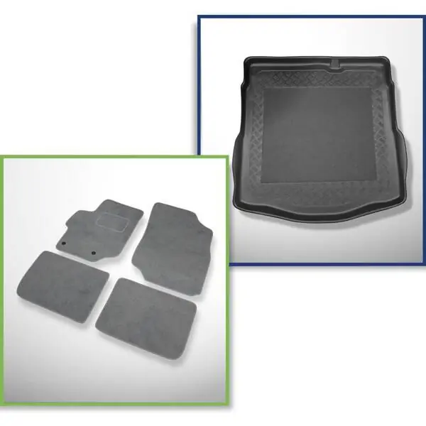 Zestaw: dywaniki welurowe + mata do bagażnika do Peugeot 301 (02.2013-2019) Oryginalny