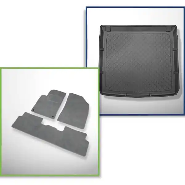 Zestaw: dywaniki welurowe + mata do bagażnika do Peugeot 508 (01.2011-2017) Ekspresowa dostawa