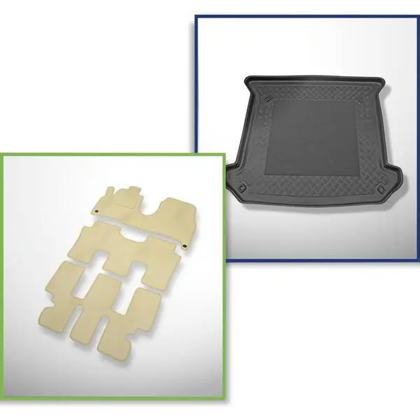 Zestaw: dywaniki welurowe + mata do bagażnika do Peugeot 807 (2002-06.2014) Autentyczny