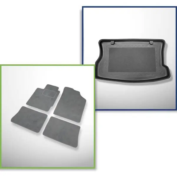 Zestaw: dywaniki welurowe + mata do bagażnika do Renault Clio II (1998-08.2005) Promocja