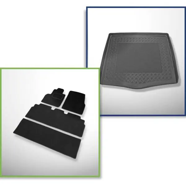 Zestaw: dywaniki welurowe + mata do bagażnika do Renault Espace IV (10.2002-12.2014) - 5/7 miejsc; trzeci rząd siedzeń wyjęty Zamów teraz