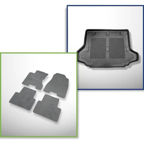 Zestaw: dywaniki welurowe + mata do bagażnika do Renault Koleos I (08.2008-2015) Premium