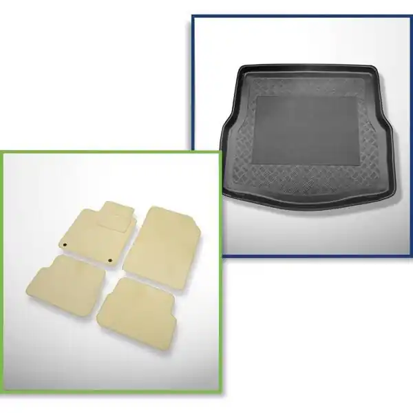 Zestaw: dywaniki welurowe + mata do bagażnika do Renault Laguna III (07.2007-12.2015) - bez nagłośnienia BOSE Premium