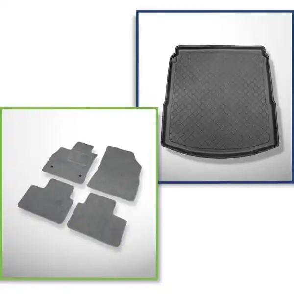 Zwrot pieniędzy Zestaw: dywaniki welurowe + mata do bagażnika do Renault Talisman I (01.2016-12.2022)