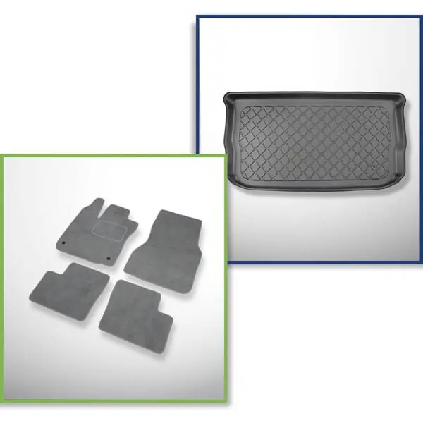 Zestaw: dywaniki welurowe + mata do bagażnika do Renault Twingo III (08.2014-2018) - także do wersji elektrycznej Rabat