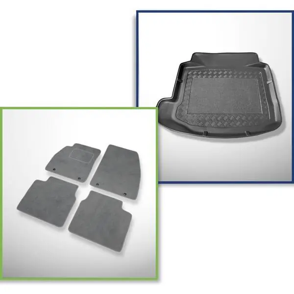 Zestaw: dywaniki welurowe + mata do bagażnika do Saab 9-5 II (07.2010-12.2011) Promocja