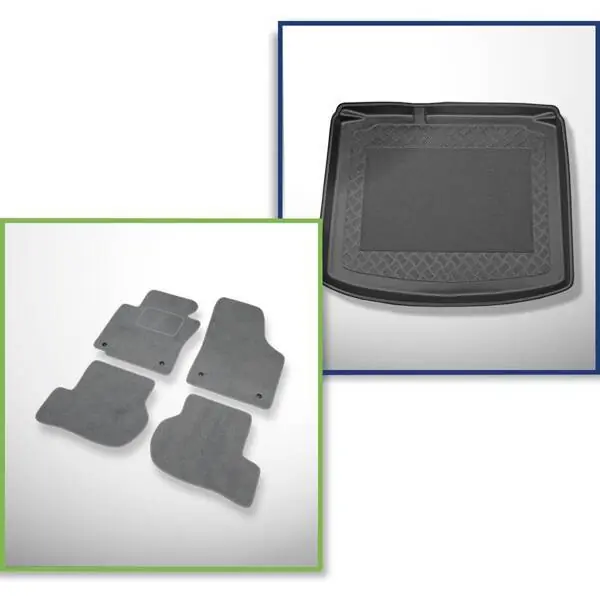 Zestaw: dywaniki welurowe + mata do bagażnika do Seat Leon II 1P (07.2005-2012) Oferta limitowana