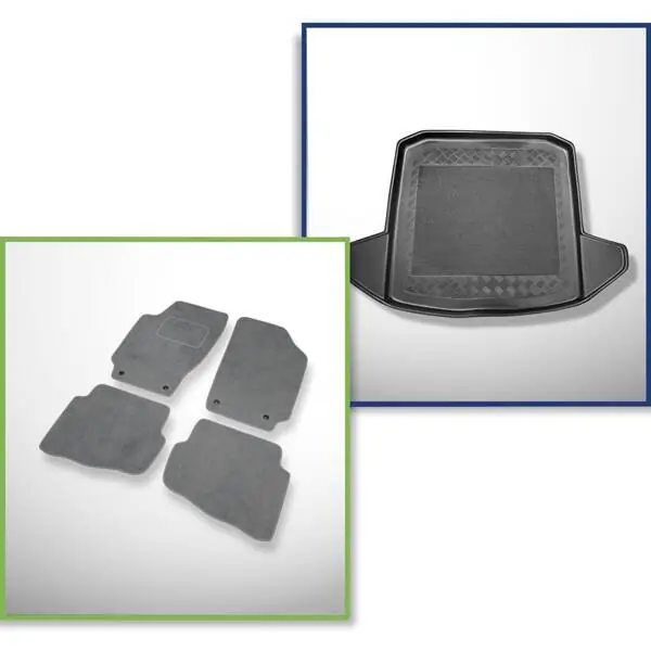 Zestaw: dywaniki welurowe + mata do bagażnika do Skoda Fabia I 6Y (2000-2007) Premium