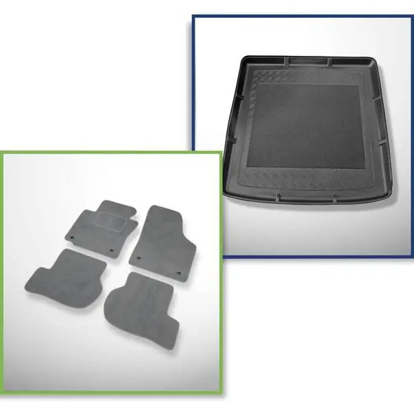 Zestaw: dywaniki welurowe + mata do bagażnika do Skoda Octavia II 1Z (2004-04.2013) - górny bagażnik; także do wersji Scout i napęd na 4 koła Zwrot pieniędzy