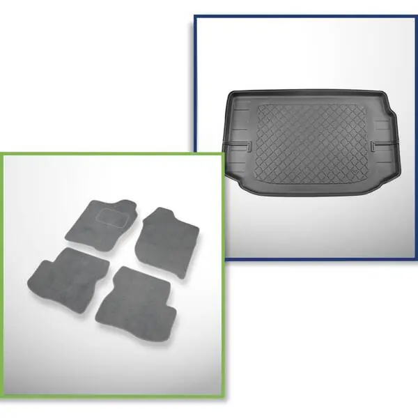 Zestaw: dywaniki welurowe + mata do bagażnika do Suzuki Jimny II GJ (10.2018-2020) - za pierwszy rząd siedzeń; 2 rząd opuszczony Nowość