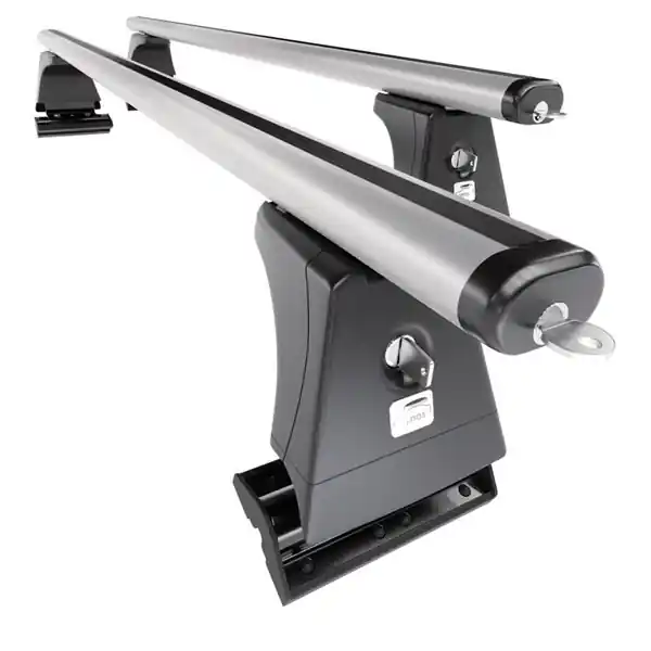 Niska cena Aluminiowy bagażnik dachowy do BMW Seria 5 F10 Limuzyna (2010-2017) - srebrne belki dachowe z uchwytem - Amos - β-113 - Aero - punkty montażowe