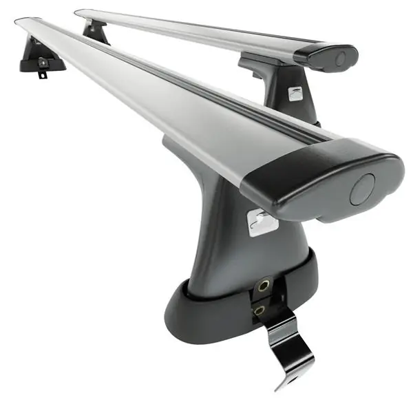 Aluminiowy bagażnik dachowy do Volvo V50 Kombi (2004-2012) - srebrne belki dachowe z uchwytem - Amos - K-P - Dynamic - bez punktów montażowych Promocja