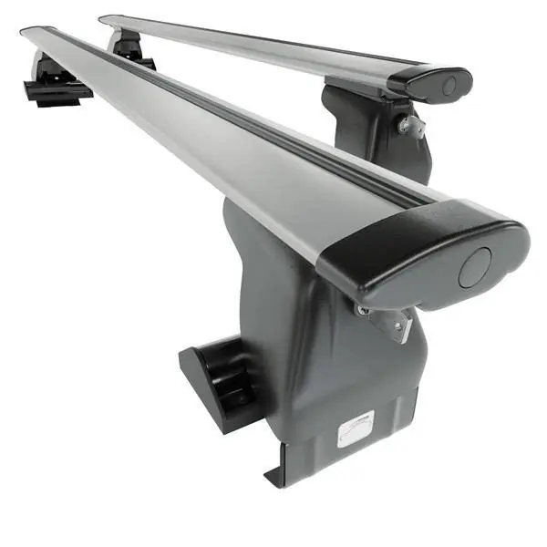 Autentyczny Aluminiowy bagażnik dachowy do Ford Taurus Sedan (2000-2006) - srebrne belki dachowe z uchwytem - Amos - D-2 - Dynamic - bez punktów montażowych