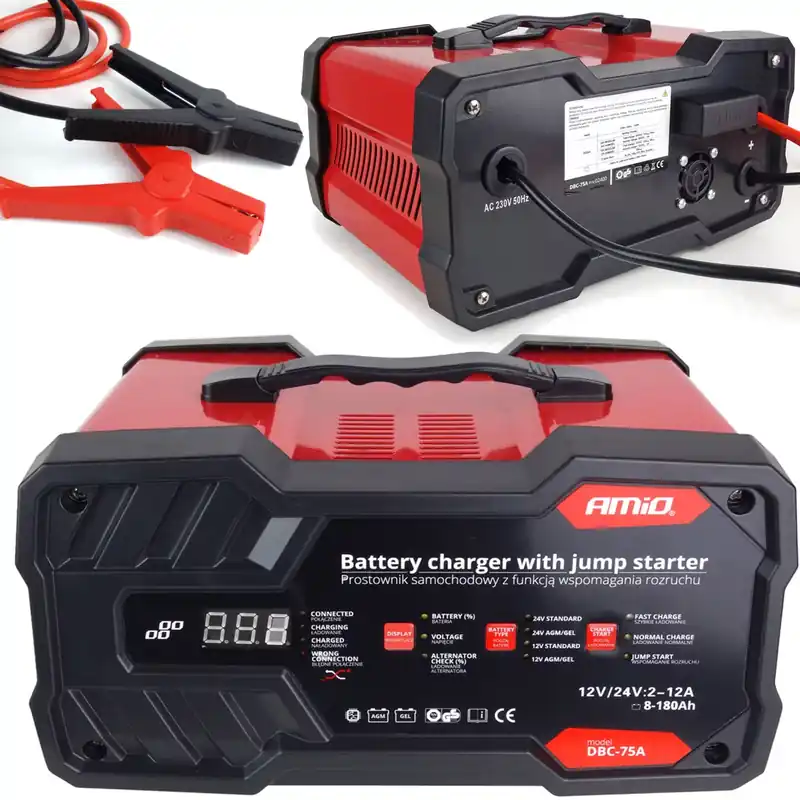 AMiO Prostownik 12v/24v z funkcją rozruchu 75a Wyprzedaż