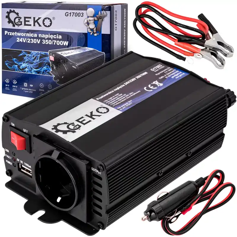 Niska cena GEKO Przetwornica napięcia 24V/230V 350W/700W G17003