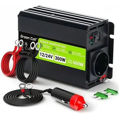 Green Cell - Przetwornica napięcia Inwerter DUO 12V/24V na 230V 300W/600W Modyfikowana sinusoida Kup teraz