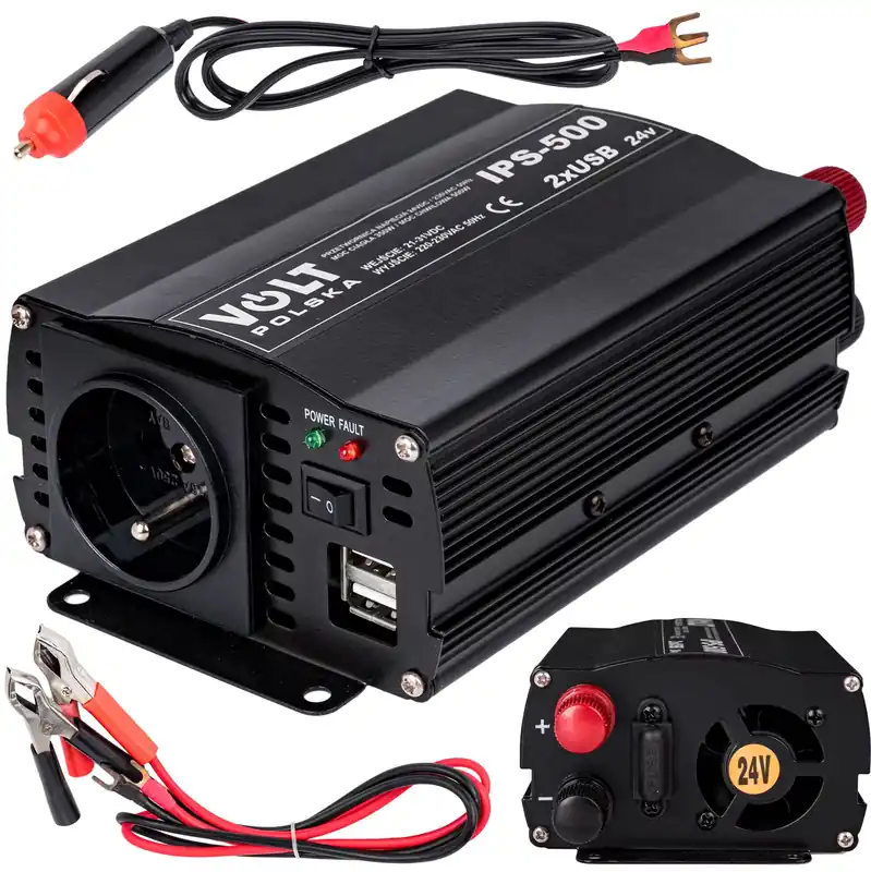 Przetwornica napięcia prądu IPS-500 2xUSB (24V/230V 350/500W) 3IPS653USB Wyprzedaż