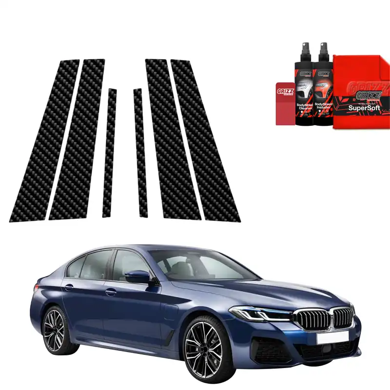 Zwrot pieniędzy Carbonowa folia na słupki drzwi, BMW 5, G30, 2023-2024 , Sedan
