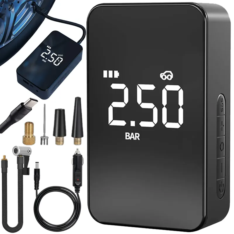BEZPRZEWODOWA POMPKA ELEKTRYCZNA KOMPRESOR SAMOCHODOWY ROWEROWY 6000 mAh Premium