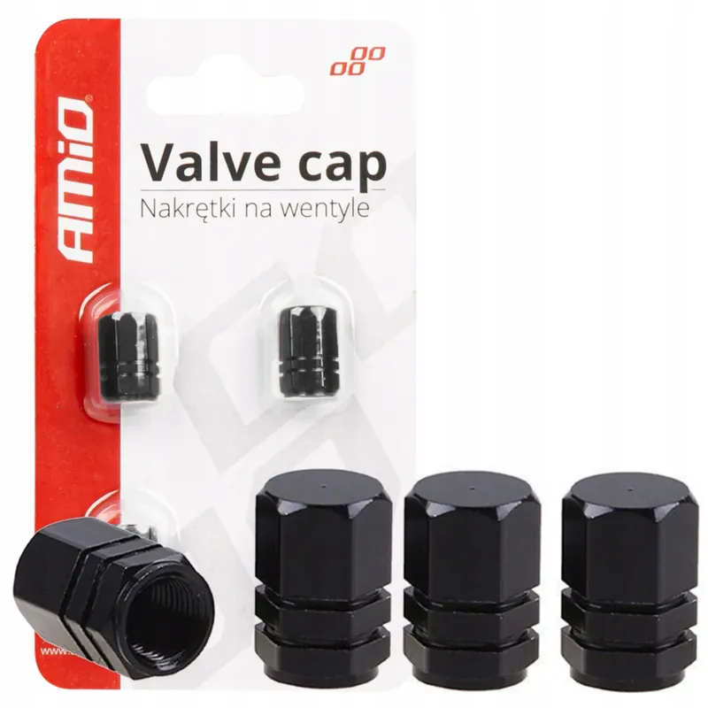 Aluminiowe nakrętki na wentyle kapturek wentyla koła czarny 4 szt. Najlepsza cena