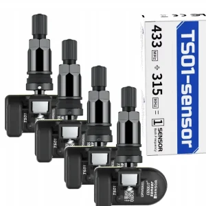 Uniwersalne czujniki TPMS TS01 BLACK z zaworem aluminiowym 433 MHz/315 MHz Premium