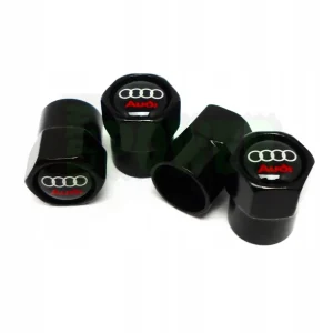 Wyprzedaż AUDI Nakrętki Na Wentyle Aluminiowe Kapturki AUDI Wentylki 4szt. Czarne
