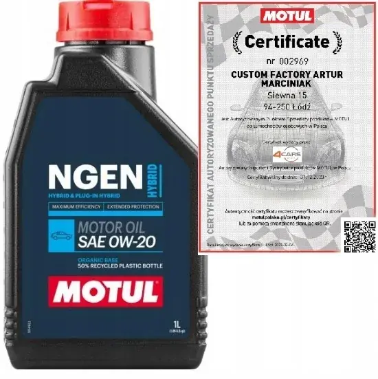 MOTUL NGEN HYBRID 0W20 OLEJ DO HYBRYD TOYOTA HONDA 1L Kup teraz