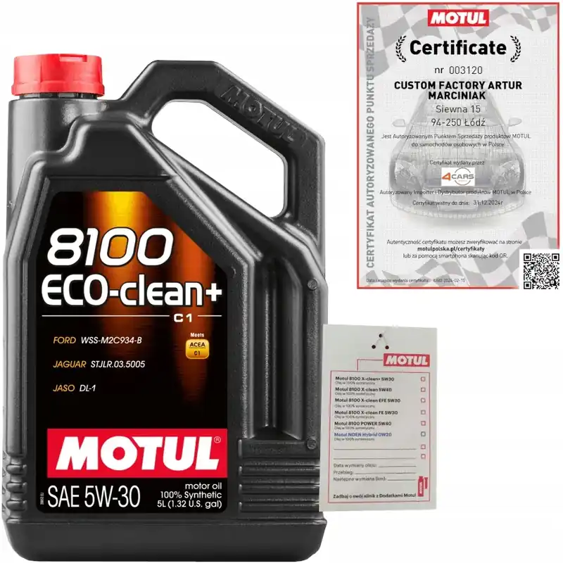 MOTUL 8100 ECO-CLEAN+ 5W30 5L FORD WSS-M2C934-B + ZAWIESZKA Popularny