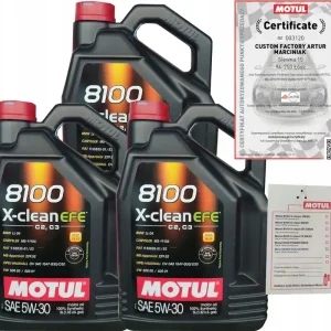 Wysoka jakość MOTUL 8100 X-CLEAN EFE 5W30 C2/C3 15L BMW LL-04 VW 505 00 + ZAWIESZKA