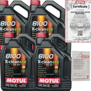 Ostatnia szansa MOTUL 8100 X-CLEAN EFE 5W30 C2/C3 20L BMW LL-04 VW 505 00 + ZAWIESZKA