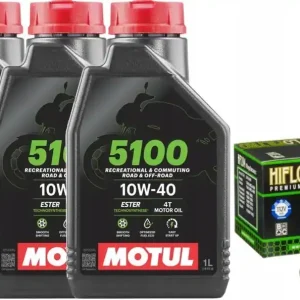 Filtr oleju HF204 + Olej 10w40 Motul 4T 5100 3L Nowość