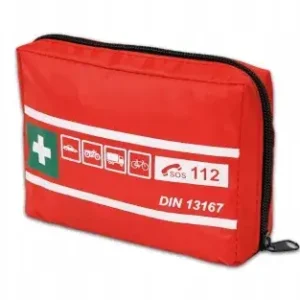 APTECZKA SAMOCHODOWA PIERWSZEJ POMOCY DOBRZE WYPOSAŻONA 10 POZYCJI DIN13167 Oferta limitowana