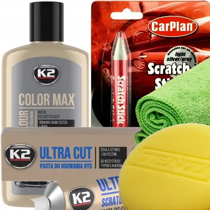 Tylko dziś ZESTAW KREDKA PASTA WOSK KOLORYZUJĄCY SREBRNY DO USUWANIA RYS NA RYSY AUTA