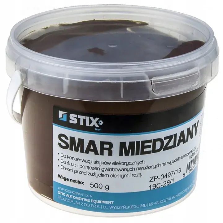 Autentyczny PASTA MIEDZIANA SMAR MIEDZIOWY PRZECIWZAPIECZENIOWY 500G DO GWINTÓW - STIX