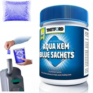 Ostatnia szansa SASZETKI TABLETKI DO TOALET TURYSTYCZNYCH WC THETFORD AQUA BLUE 15 SASZETEK