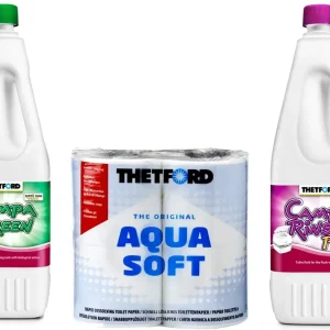 PŁYN DO TOALET TURYSTYCZNYCH PRZENOŚNYCH WC KONCENTRAR THETFORD 3L + PAPIER Wyprzedaż