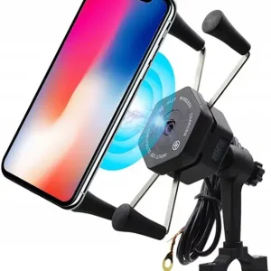 MOTOCYKLOWY UCHWYT TELEFON INDUKCYJNY QI QC Tani