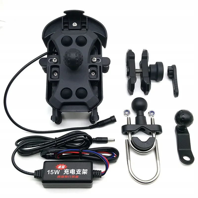 MOTOCYKLOWY UCHWYT TELEFON ANTYWIBRACYJNY RAMY QI Premium