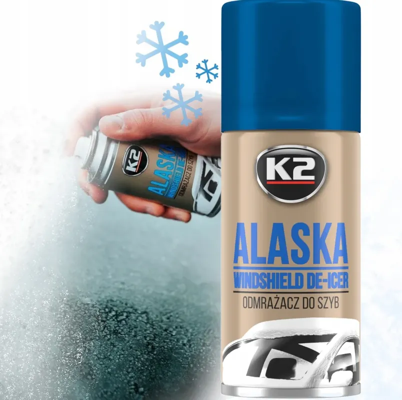 K2 ALASKA ODMRAŻACZ DO SZYB szyby SAMOCHODOWYCH rozpuszcza lód szron 150ml Premium